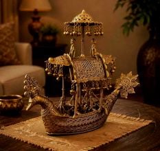 Handcrafted Brass Dhokra Tribal Boat with Musicians